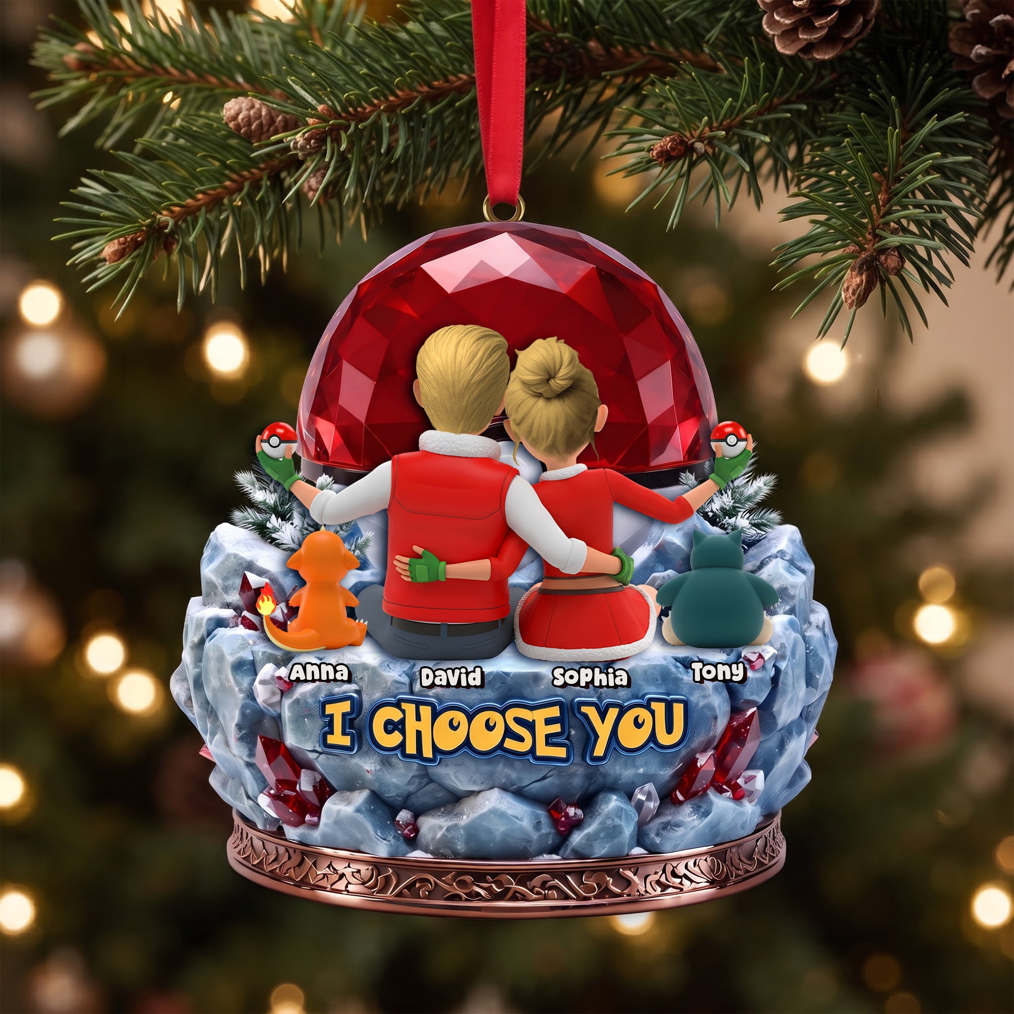 "I Choose You" - Personalized Family Pocket Creatures Christmas Ornament - A Unique Gift for Loved Ones