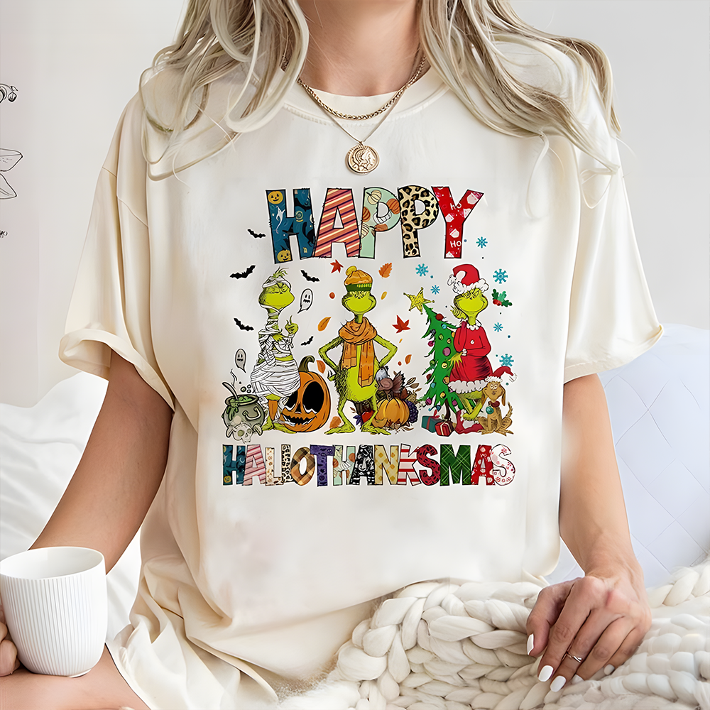 Happy HalloThanksMas Grinch Holiday Sweatshirt