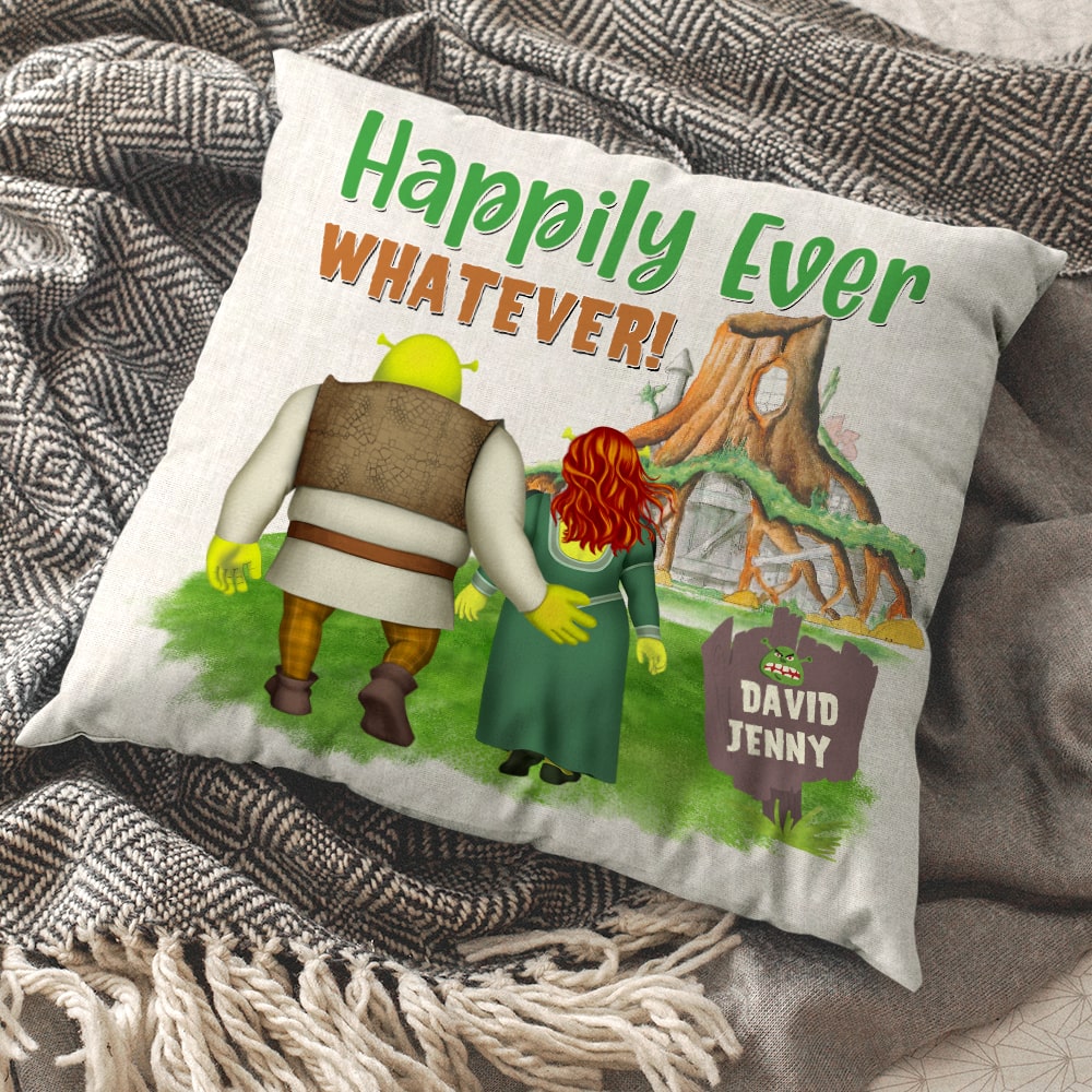 Happily Ever Whatever Personalized Couple Pillow Pillow PopCulturePrints