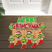 Load image into Gallery viewer, Custom Grinch Family Christmas Doormat 2024
