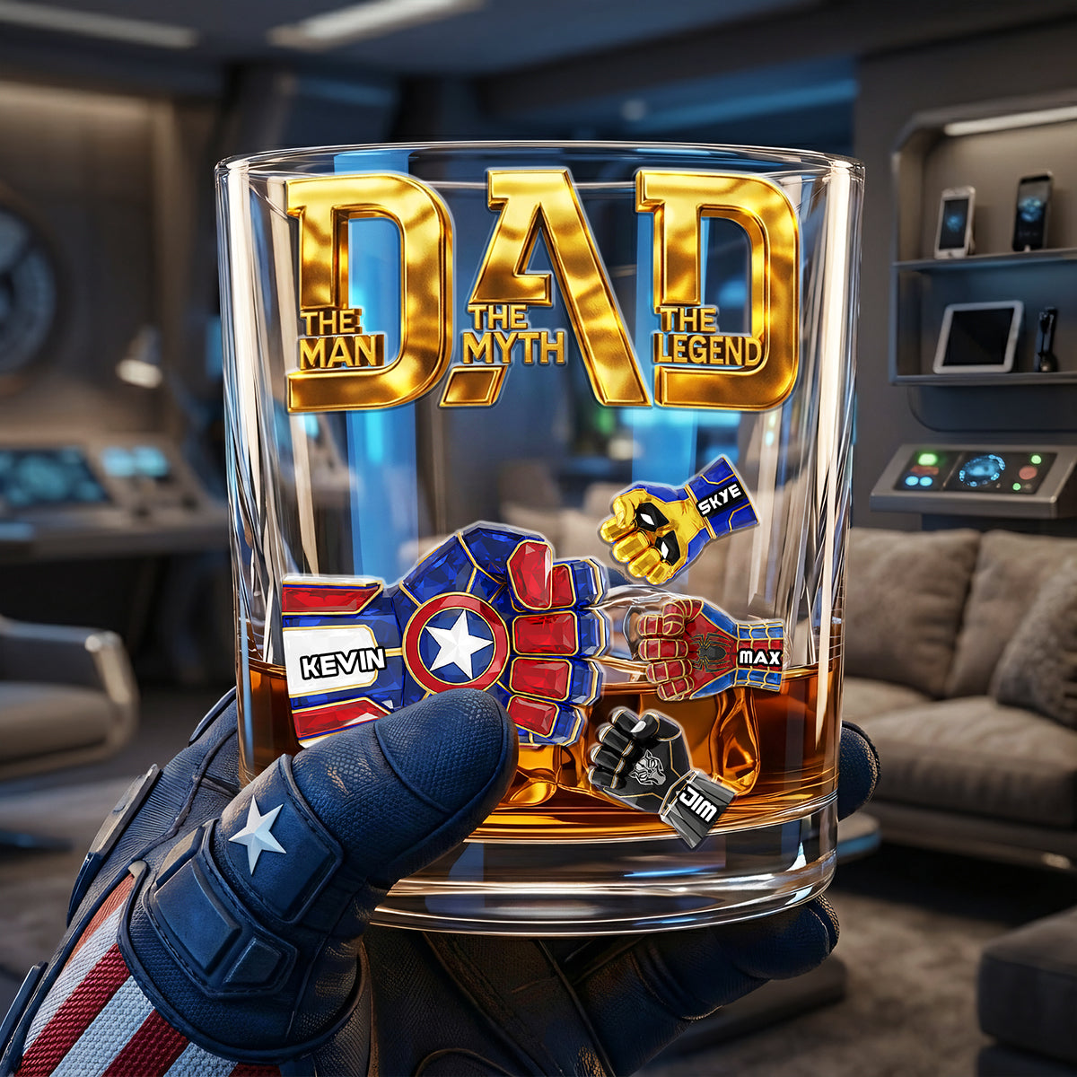 Dad: The Man, The Myth, The Legend - Personalized Glass Mug for Dad Glass PopCulturePrints
