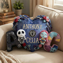 Load image into Gallery viewer, Love Stitched Together - Initial Alphabet Couple Pillow - Personalized Gift for Couples Pillow PopCulturePrints
