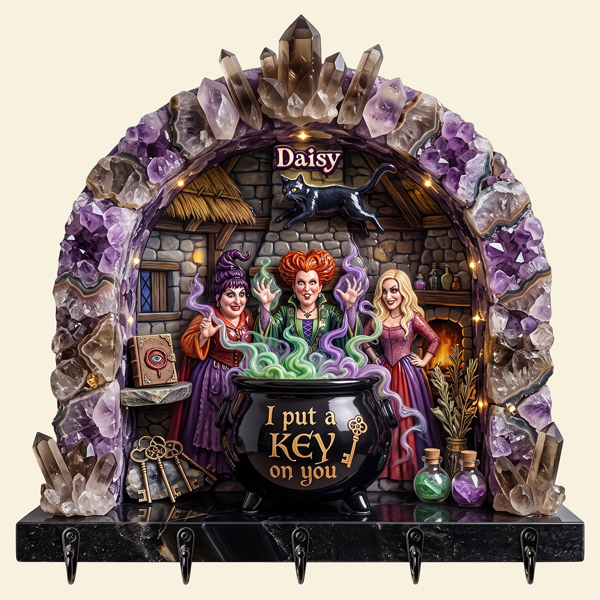 “I Put a Key on You” – Eccentric Witch Key Hanger, Customizable Gift for Witch Lovers