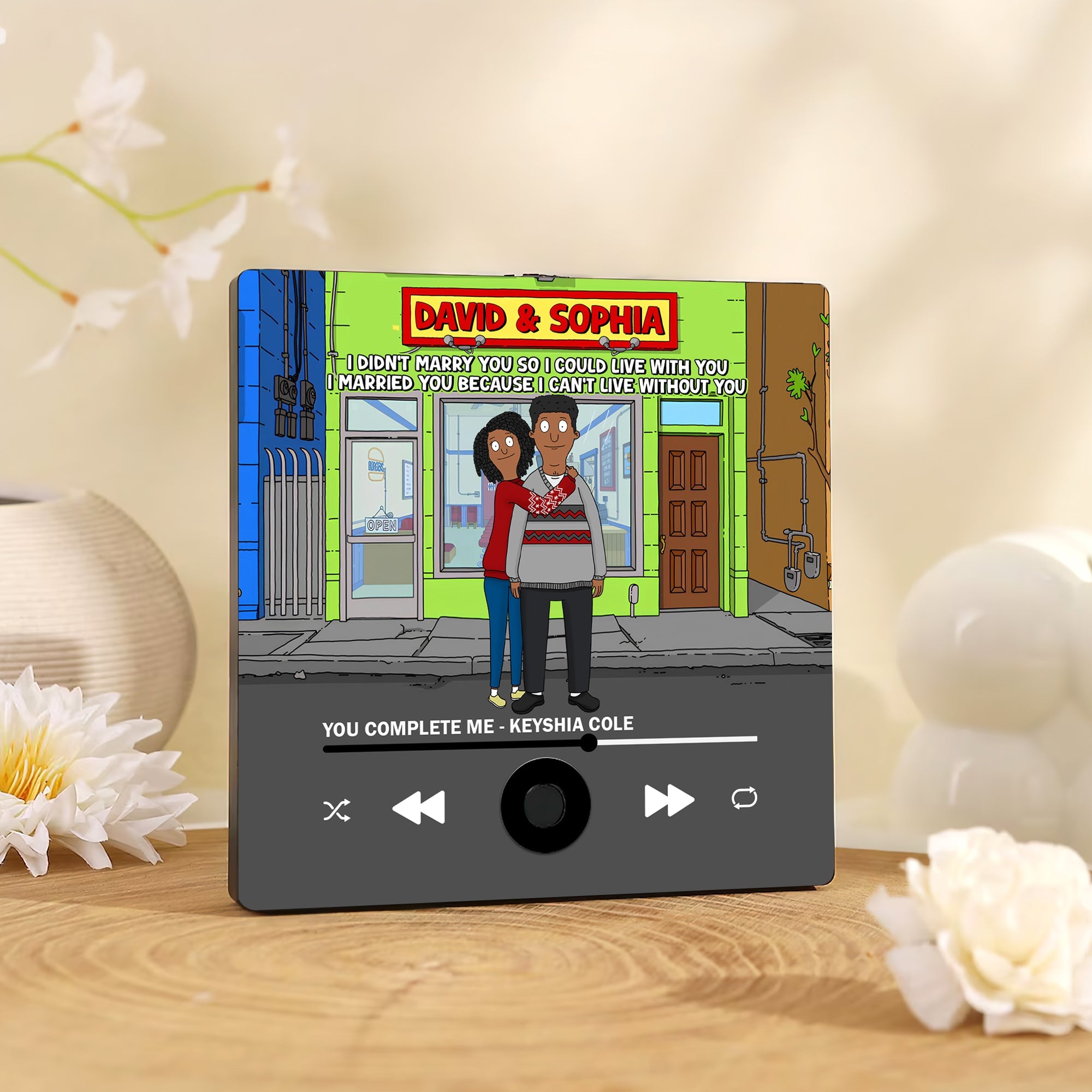 Personalized Custom Music Fridge Magnet - 'I Can't Live Without You' for Couples Fridge Magnet PopCulturePrints