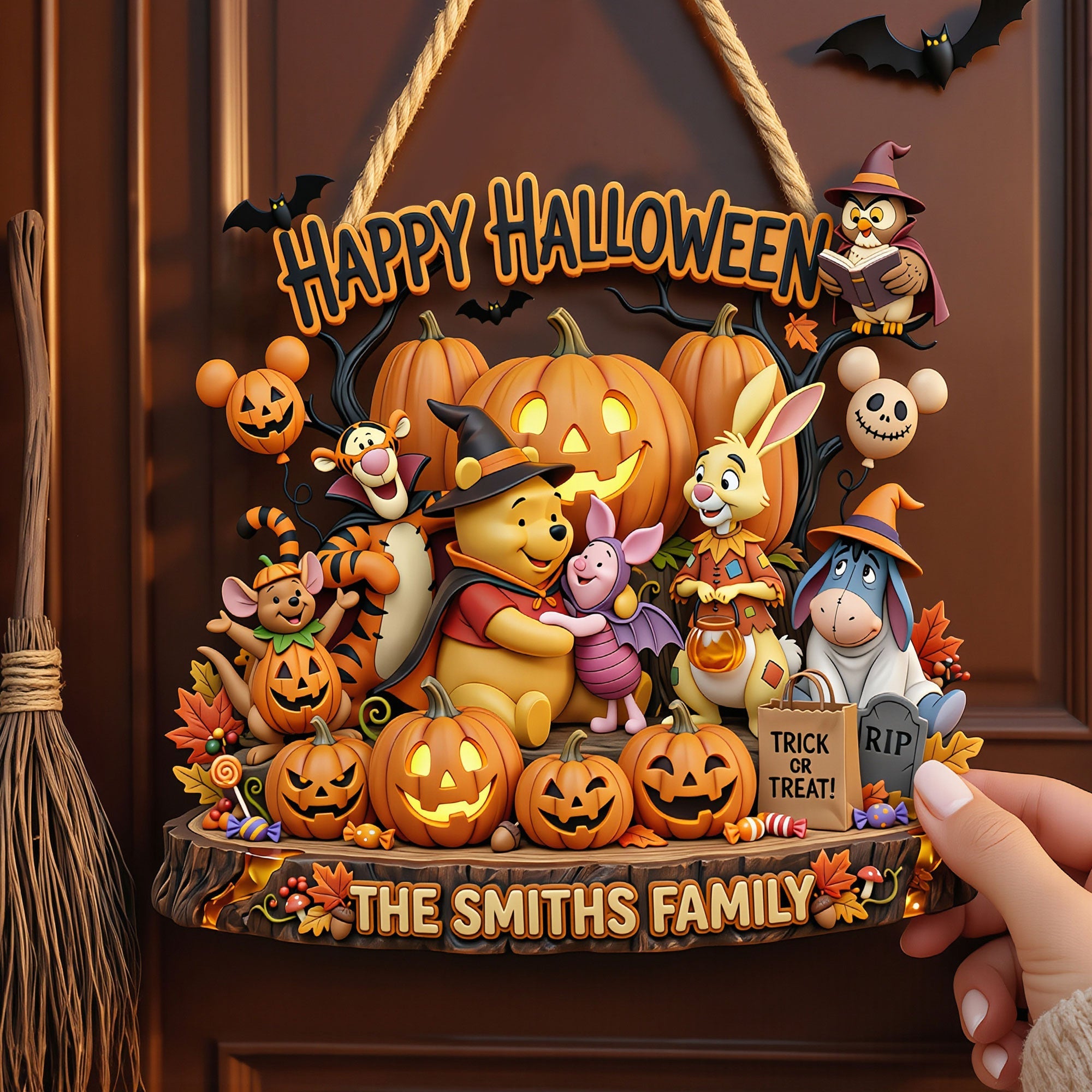 "A Little Spooky, Big Love" - Personalized Halloween Acrylic Sign - Custom Gift for Families and Friends