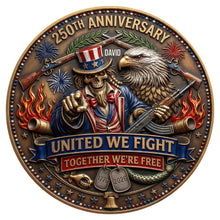 Load image into Gallery viewer, “United We Fight” - Celebrated America 250th Anniversary Metal Coin - Personalized Gifts for Patriots and History Lovers Coin PopCulturePrints
