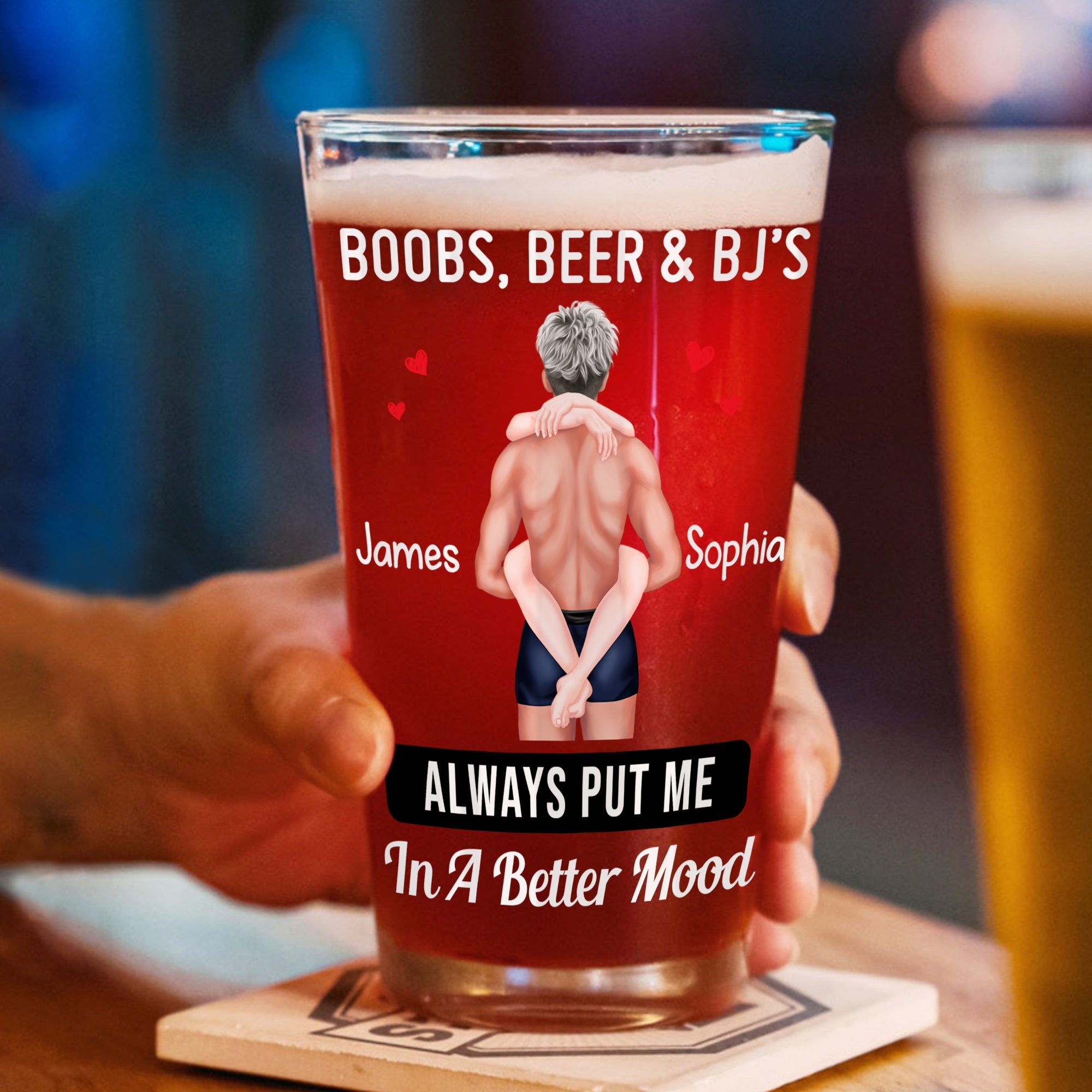 Custom Beer Glass for Fun Couples - Always Put Me in a Better Mood Beer Glasses PopCulturePrints