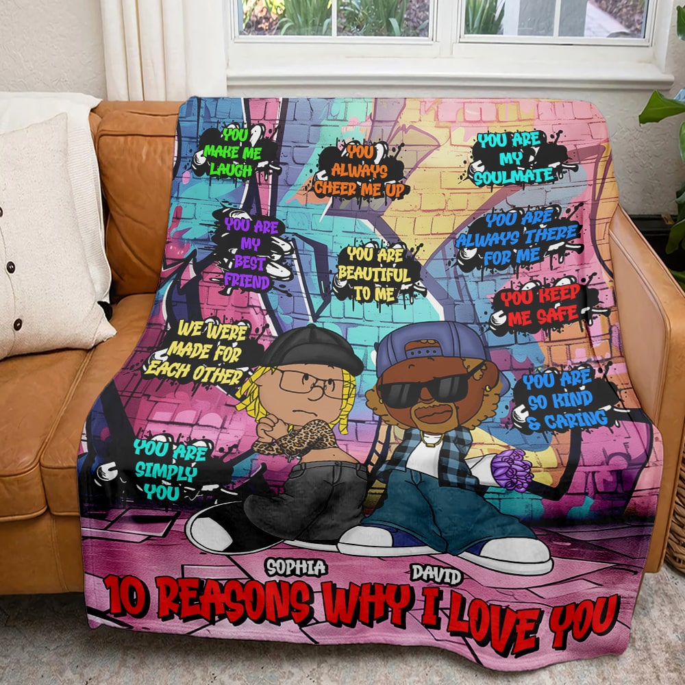 Personalized Couples Blanket - 10 Reasons Why I Love You Blanket PopCulturePrints