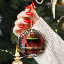 Load image into Gallery viewer, Personalized Firefighter Ceramic Ornament - Custom Name Ornament PopCulturePrints
