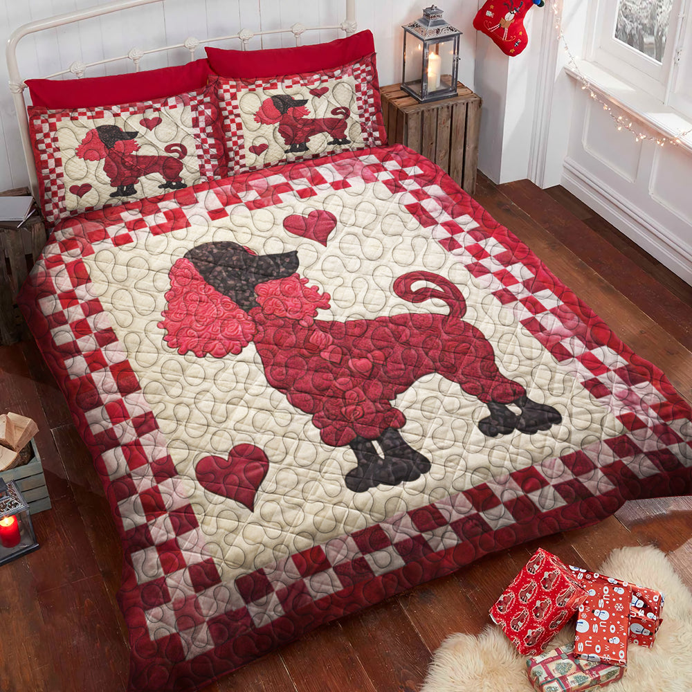 Vibrant Poodle Christmas Quilt Bed Set - Perfect Gift for Dog Lovers Blanket PopCulturePrints