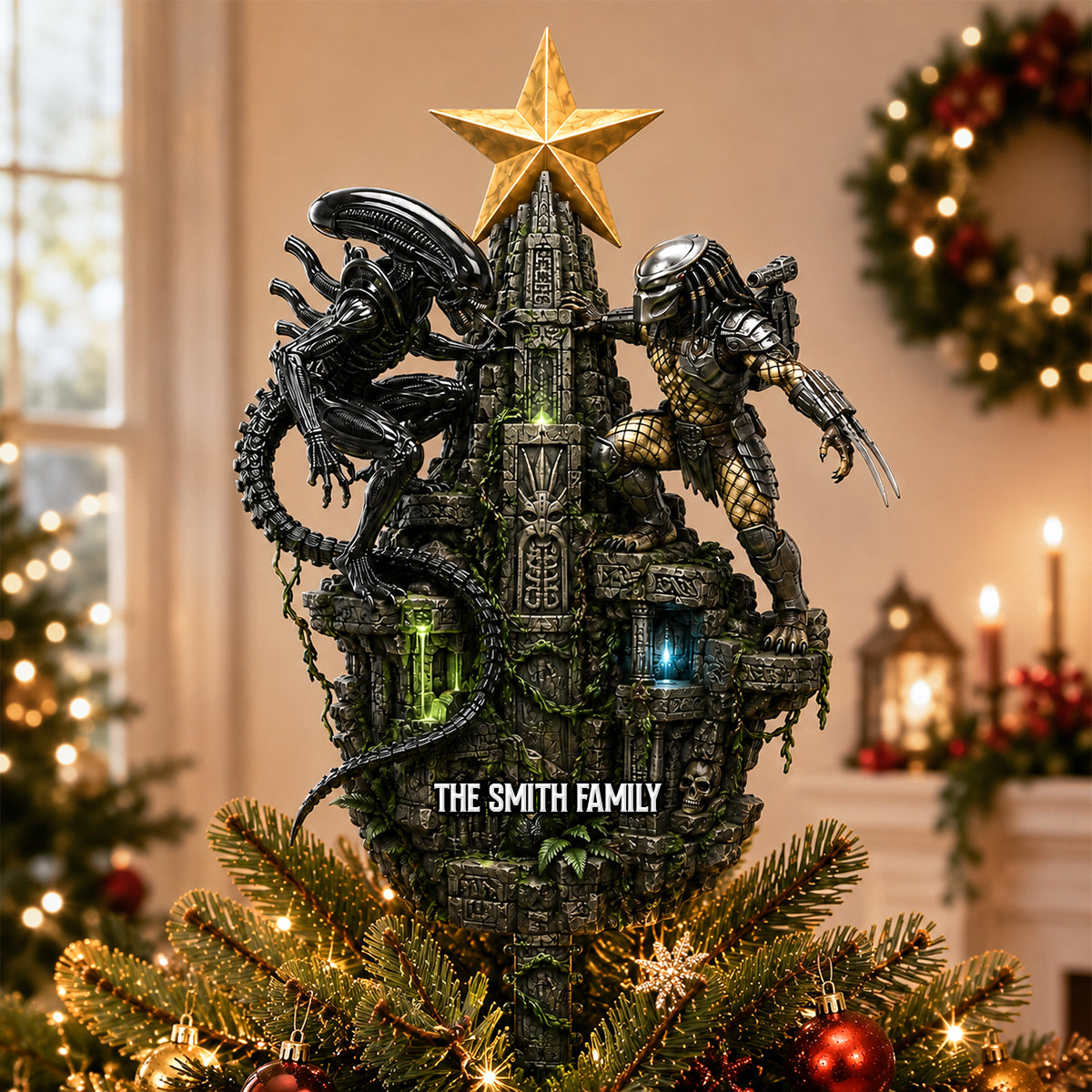 "Unleash the Holiday Spirit!" - Battle Monster Acrylic Christmas Tree Topper - Personalized Gift for Pop Culture Enthusiasts Ornament PopCulturePrints