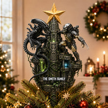 Load image into Gallery viewer, "Unleash the Holiday Spirit!" - Battle Monster Acrylic Christmas Tree Topper - Personalized Gift for Pop Culture Enthusiasts Ornament PopCulturePrints
