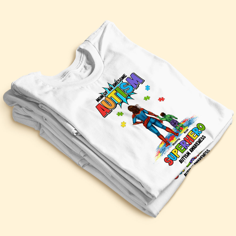 Superhero Mom of an Awesome Autism Shirt - Personalized Gift for Autism Moms Shirts PopCulturePrints