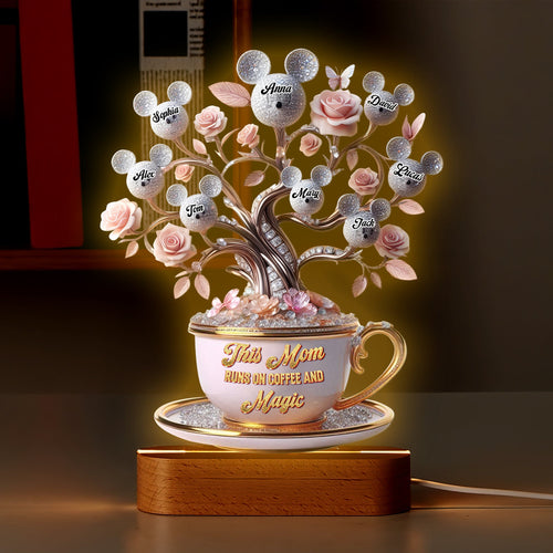 This Mom Runs On Coffee And Magic - Personalized Mouse LED Light Led Night Light PopCulturePrints