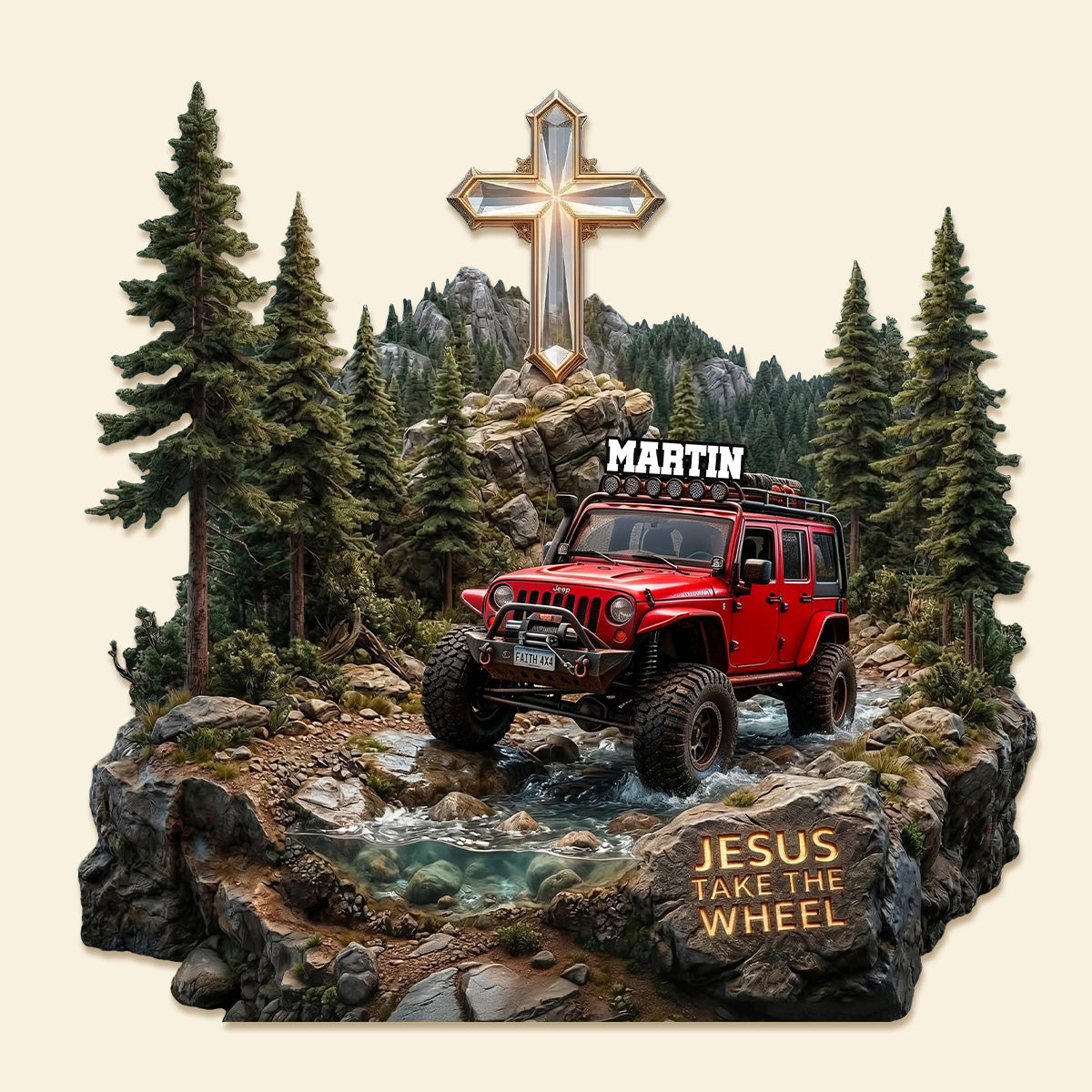 Jesus Take the Wheel - Personalized Acrylic Plaque for Off-road Lovers Shaped Plaques PopCulturePrints