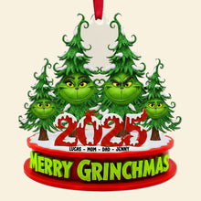 Load image into Gallery viewer, Merry Grinchmas 2025 – Personalized Christmas Ornament for Family Ornament PopCulturePrints
