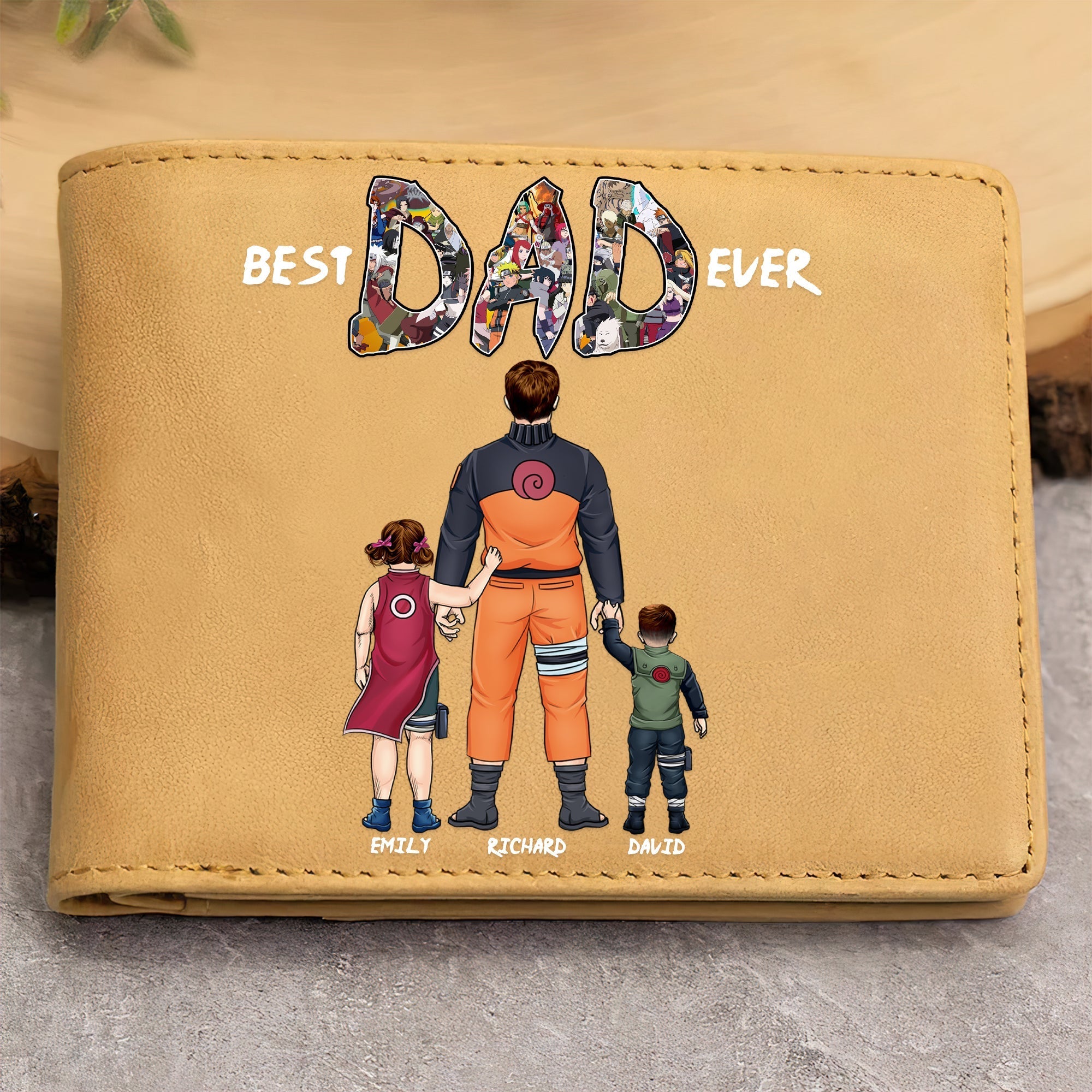 Customizable Best Dad Ever PU Leather Wallet Leather Wallet PopCulturePrints