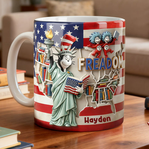 Freedom to Read - Personalized Patriotic Coffee Mug for Book Lovers Coffee Mug PopCulturePrints