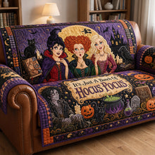 Load image into Gallery viewer, "It’s Just A Bunch Of Hocus Pocus" - Enchanted Sisters Quilted Sofa Cover - Personalized Gift for Friends, Family, and Halloween Lovers
