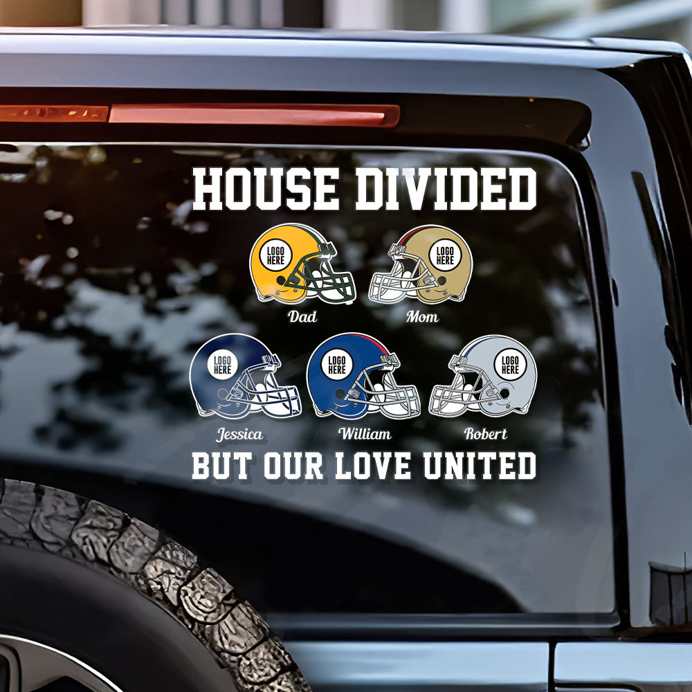 Personalized Family Football Team Car Decal - House Divided, Love United Decal Sticker PopCulturePrints