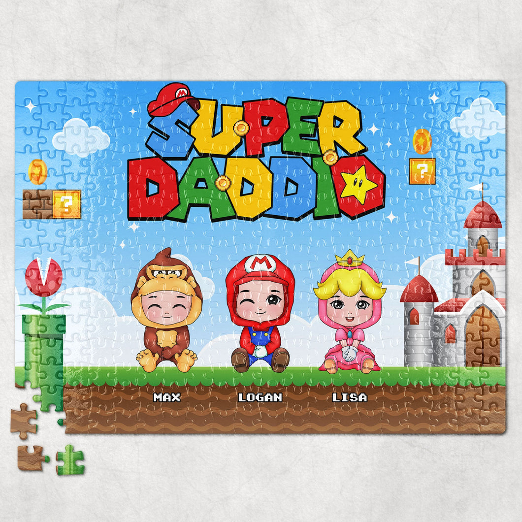 Personalized Super Dad Jigsaw Puzzle - Custom Family Characters Jigsaw Puzzles PopCulturePrints
