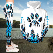 Load image into Gallery viewer, Personalized Pet Lover Hoodie &amp; Leggings Set - Pink Paw &amp; Forest Design
