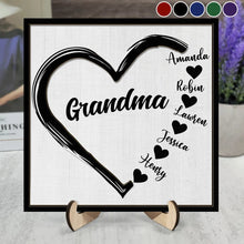 Load image into Gallery viewer, Grandma, the Heart of Our Family - Personalized 2-Layered Wooden Plaque With Stand Wooden Plaque PopCulturePrints
