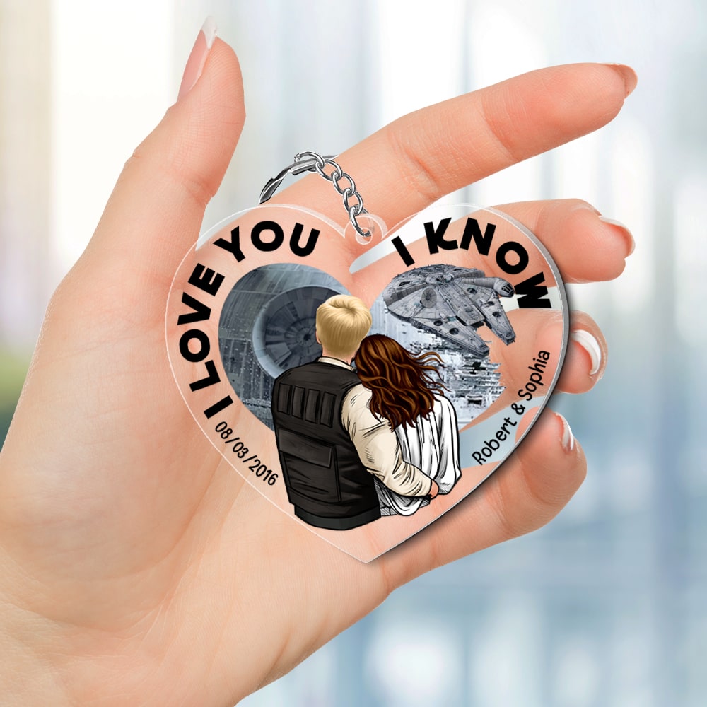 Custom 'I Love You, I Know' Heart Keychain for Couples Keychains PopCulturePrints