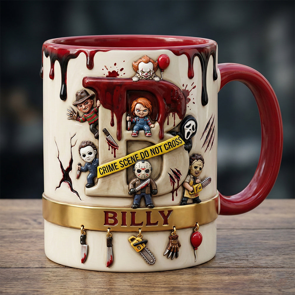 "Unleash Your Dark Side!" - Slay Party Alphabet Initial Letter Mug - Personalized Gift for Horror Fans Coffee Mug PopCulturePrints