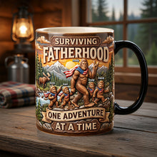 Load image into Gallery viewer, "Surviving Fatherhood: One Adventure at a Time" - Personalized Magic Coffee Mug for Dad, Grandpa, and Father Figures Coffee Mug PopCulturePrints
