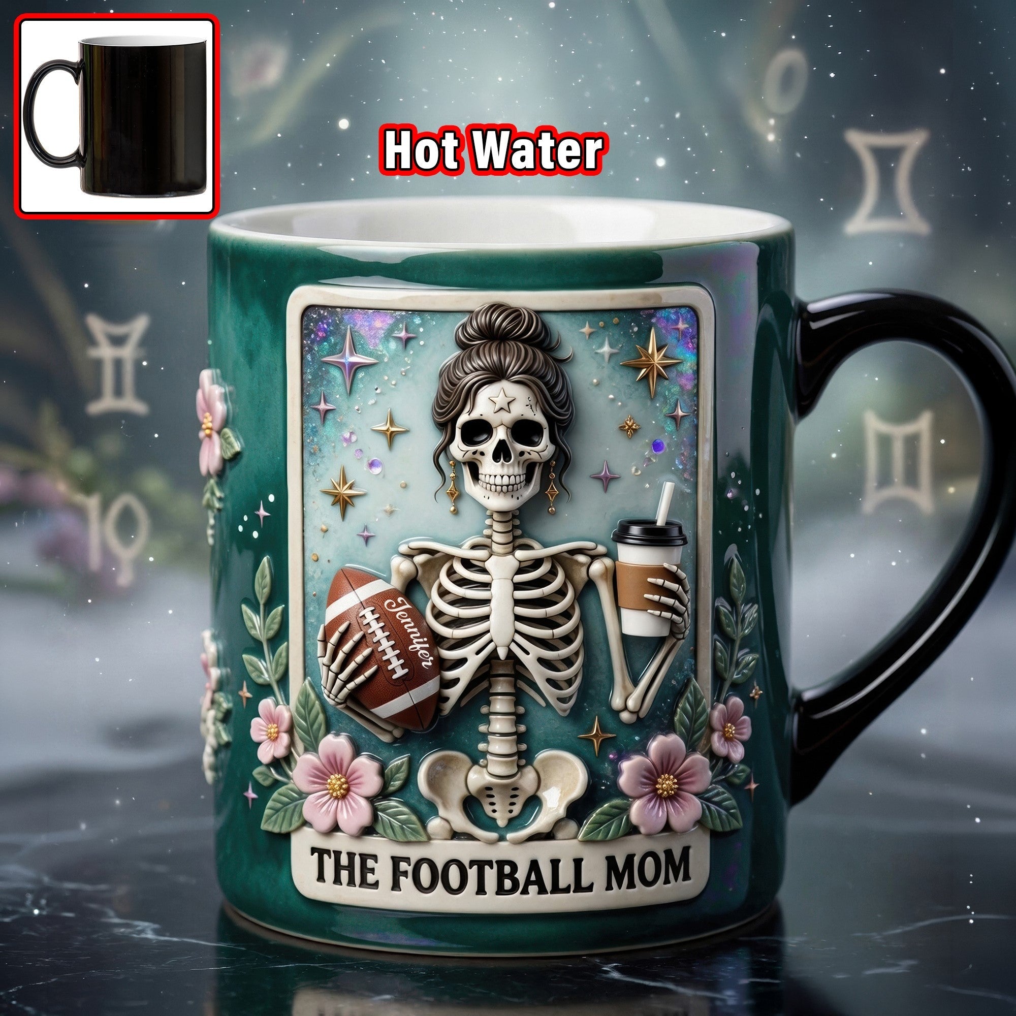 "Embrace the Game, Celebrate the Mom" - Fun Waiting American Football Mom Tarot Card Magic Mug - Personalized Gift for Football Moms Coffee Mug PopCulturePrints