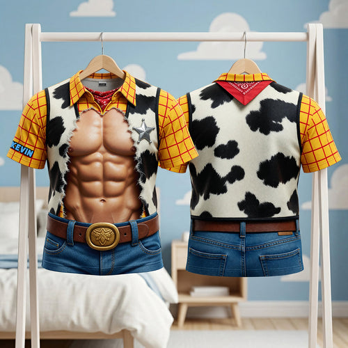 Six Pack Cowboy T-Shirt - Fun & Quirky Personalized Gifts AOP Products PopCulturePrints