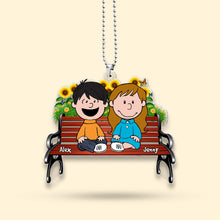 Load image into Gallery viewer, Personalized Couple Car Ornament - Sunflower Bench Design Ornament PopCulturePrints
