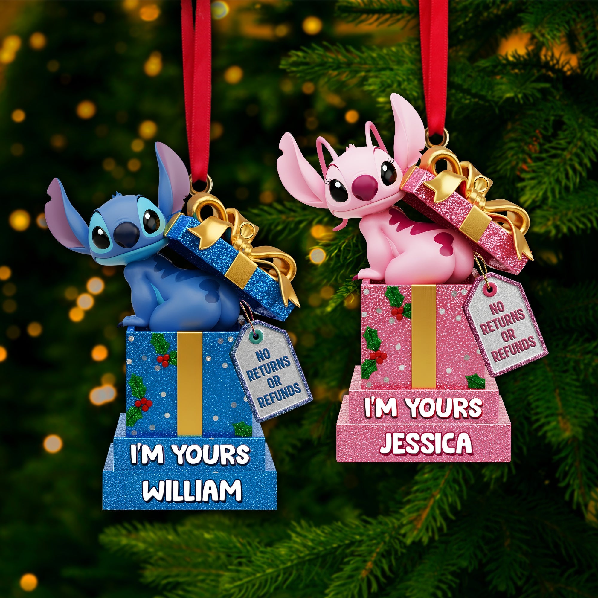 Funny Alien Couple Ornament - Personalized Christmas Gift For Couples Ornament PopCulturePrints
