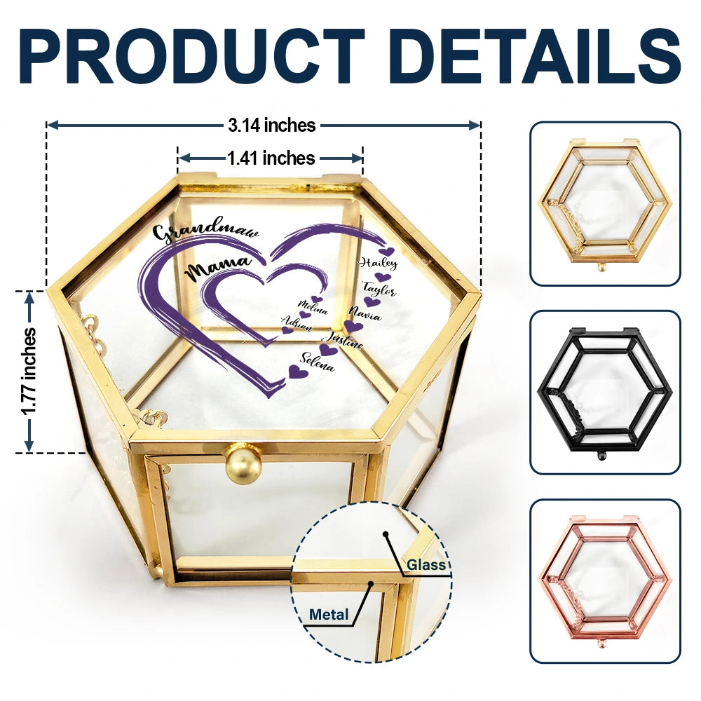 “A Heartfelt Tribute to Love” - Personalized Glass Jewelry Box - Gift for Mom, Grandma, and Loved Ones Jewelry Box PopCulturePrints