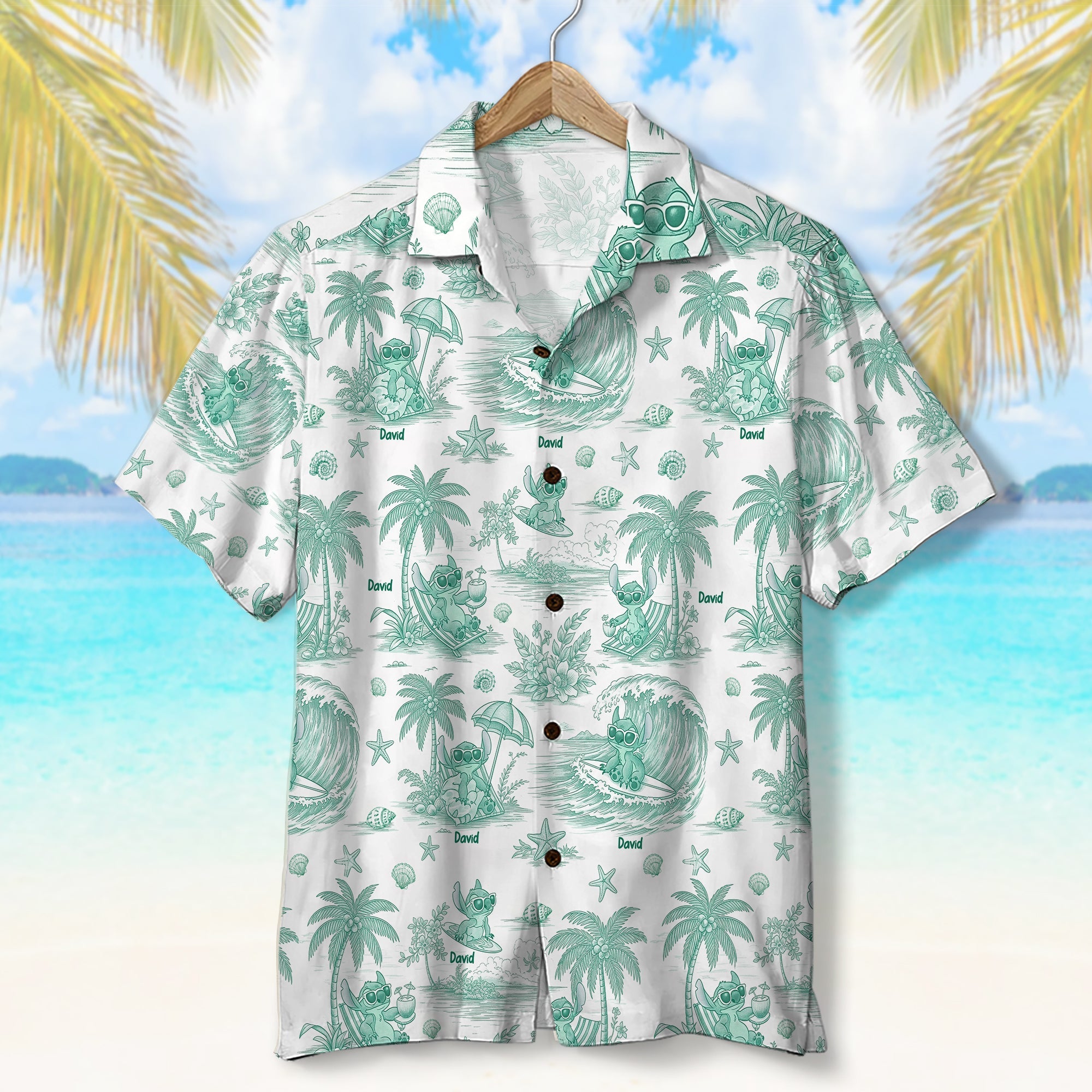 “Surf's Up, Alien Style!” - Cartoon Alien Personalized Hawaiian Shirt - Gift for Movie Fans and Beach Lovers Hawaiian Shirts PopCulturePrints