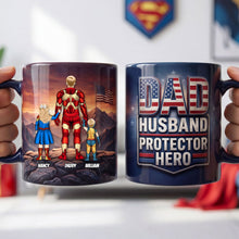 Load image into Gallery viewer, “A Dad's Love is Super!” - Proud Dad and Kids Magic Coffee Mug - Personalized Gift for Dad, Grandpa and More Coffee Mug PopCulturePrints
