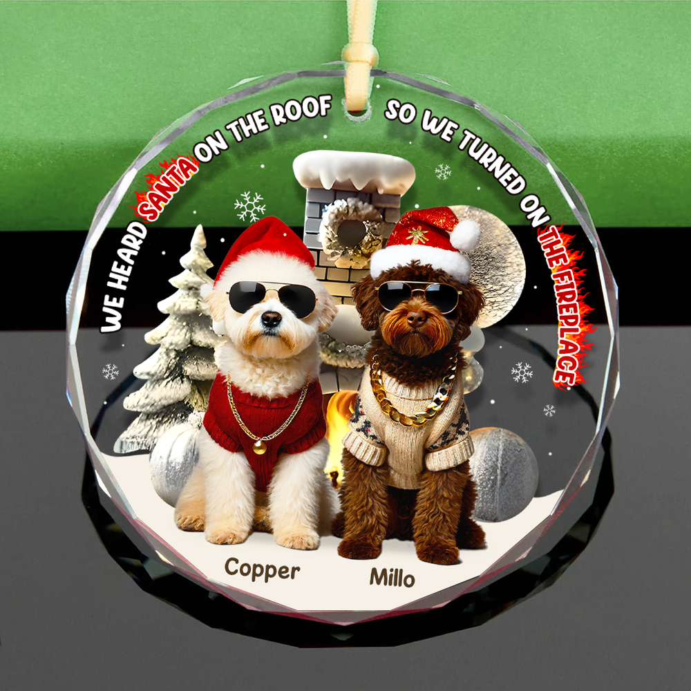 Personalized Pet Lover's Christmas Ornament - Turned On The Fireplace Ornament PopCulturePrints