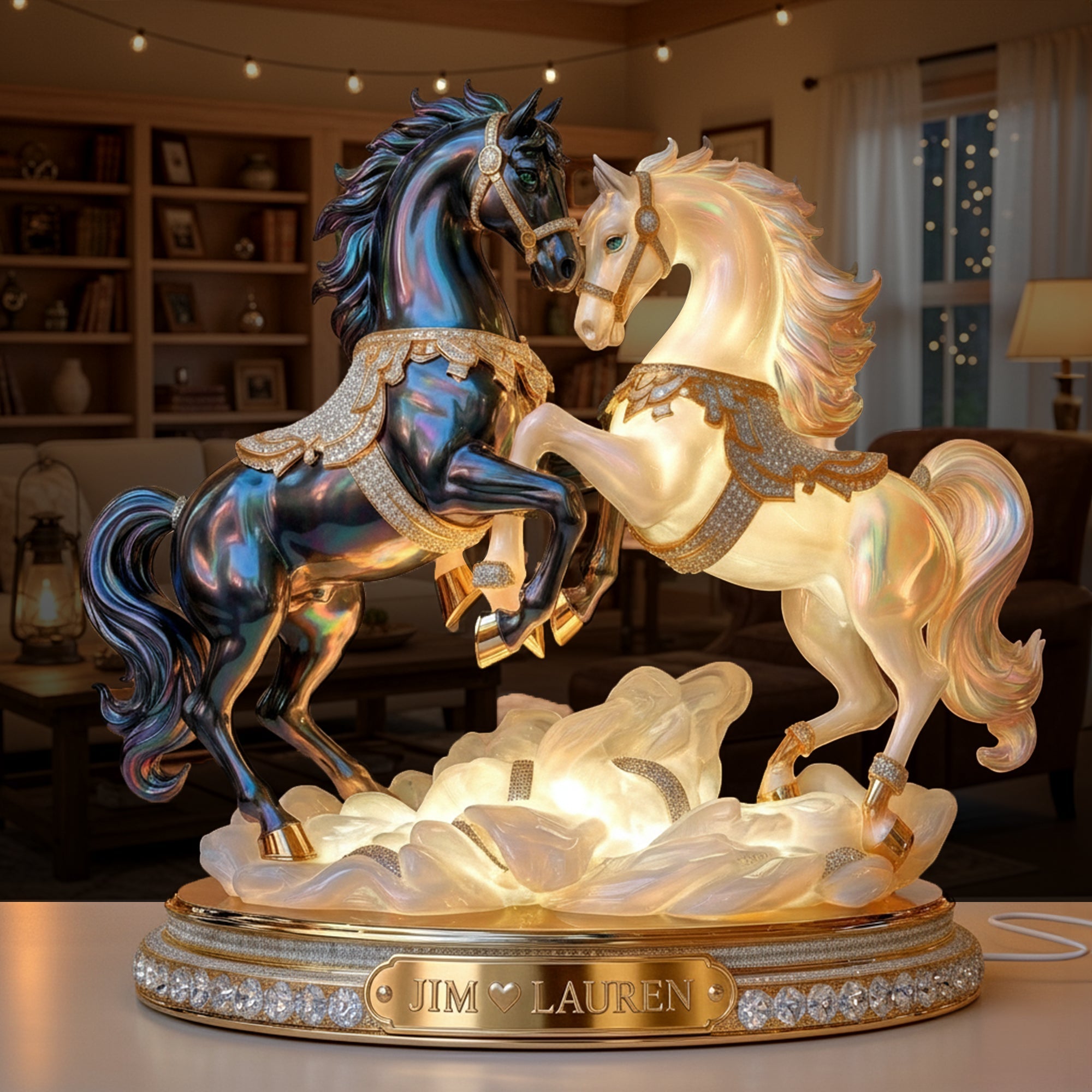 “Celebrate Your Love with a Touch of Elegance” - Luxury Horse Couple Light Box, Personalized Gift for Couples & Horse Lovers Light Box PopCulturePrints