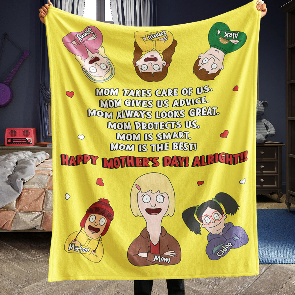 “Mom is the Best! Happy Mother's Day!” - Personalized Blanket for Moms, Grandmas, and More Blanket PopCulturePrints