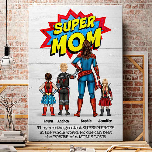 Custom Super Mom Canvas Print - Personalized Family Heroes Poster & Canvas PopCulturePrints