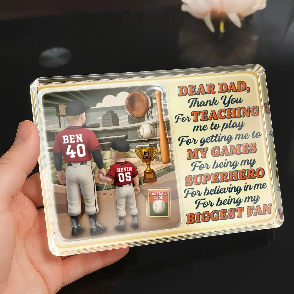 Dear Baseball Dad, Thank You For Teaching Me - Personalized Custom Shaped Acrylic Plaque | Perfect Gift for Dad and Grandpa Acrylic Plaque PopCulturePrints