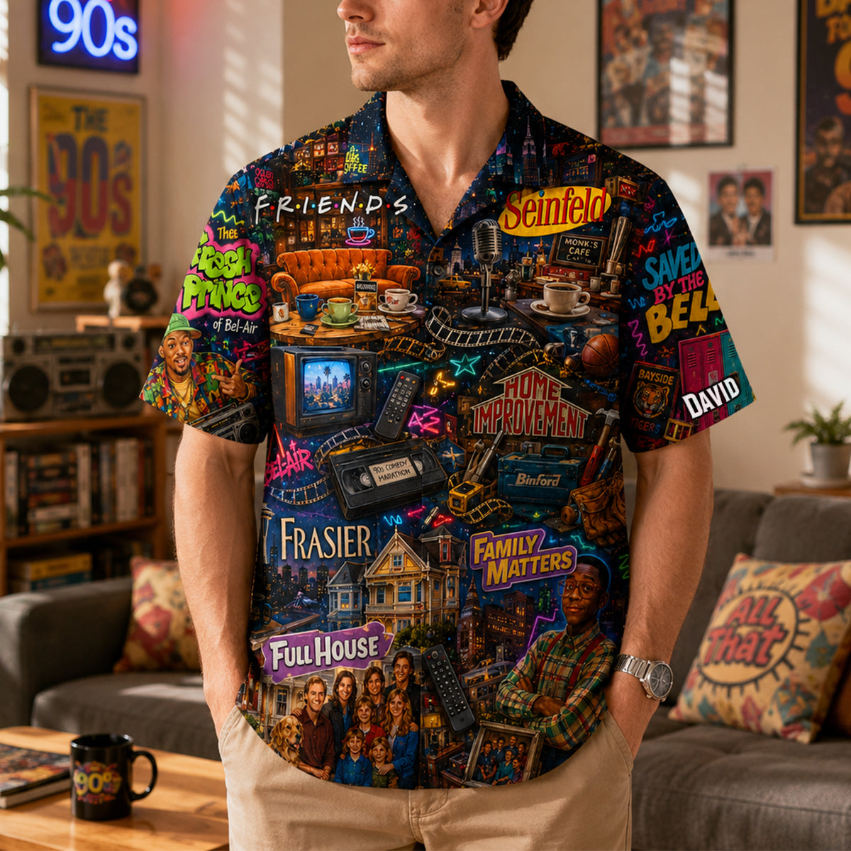“Embrace the 90s Vibe” - Retro 90s Nostalgia Hawaiian Shirt - Personalized Gift for Fans, Friends, and Family