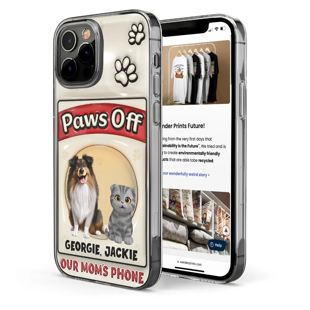 Paws Off Mom Dad Dog Cat Pet Lover - Personalized Clear Phone Case Clear Phone Case PopCulturePrints