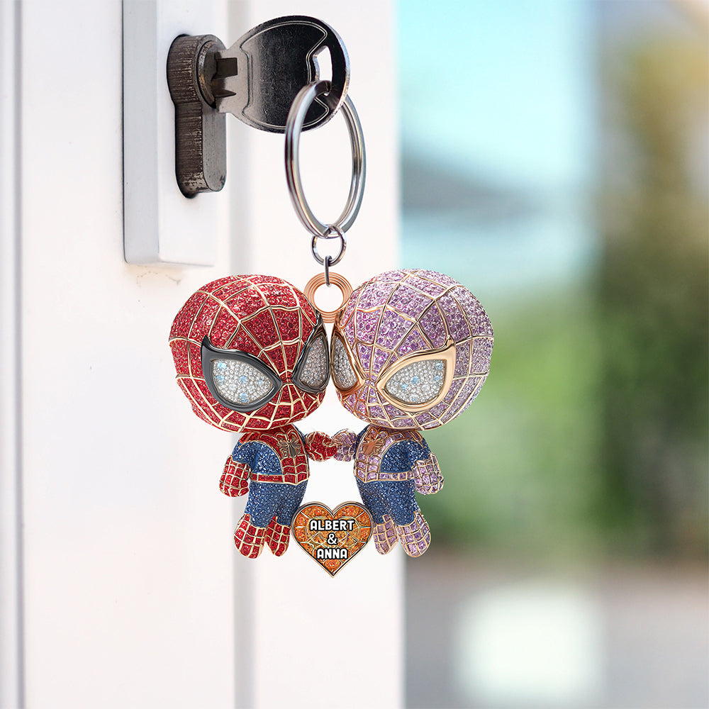Love in Every Web: Power Couple Keychain - Personalized Gift for Couples Keychains PopCulturePrints