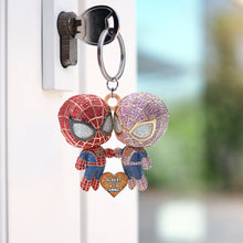 Load image into Gallery viewer, Love in Every Web: Power Couple Keychain - Personalized Gift for Couples Keychains PopCulturePrints
