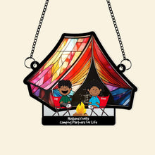 Load image into Gallery viewer, Personalized Camping Couple Suncatcher Ornament - Custom Gift for Couples Suncatcher PopCulturePrints
