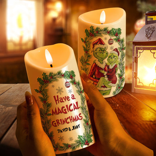 Have a Magical Grinchmas – Personalized LED Candle for Couples Led Candle PopCulturePrints
