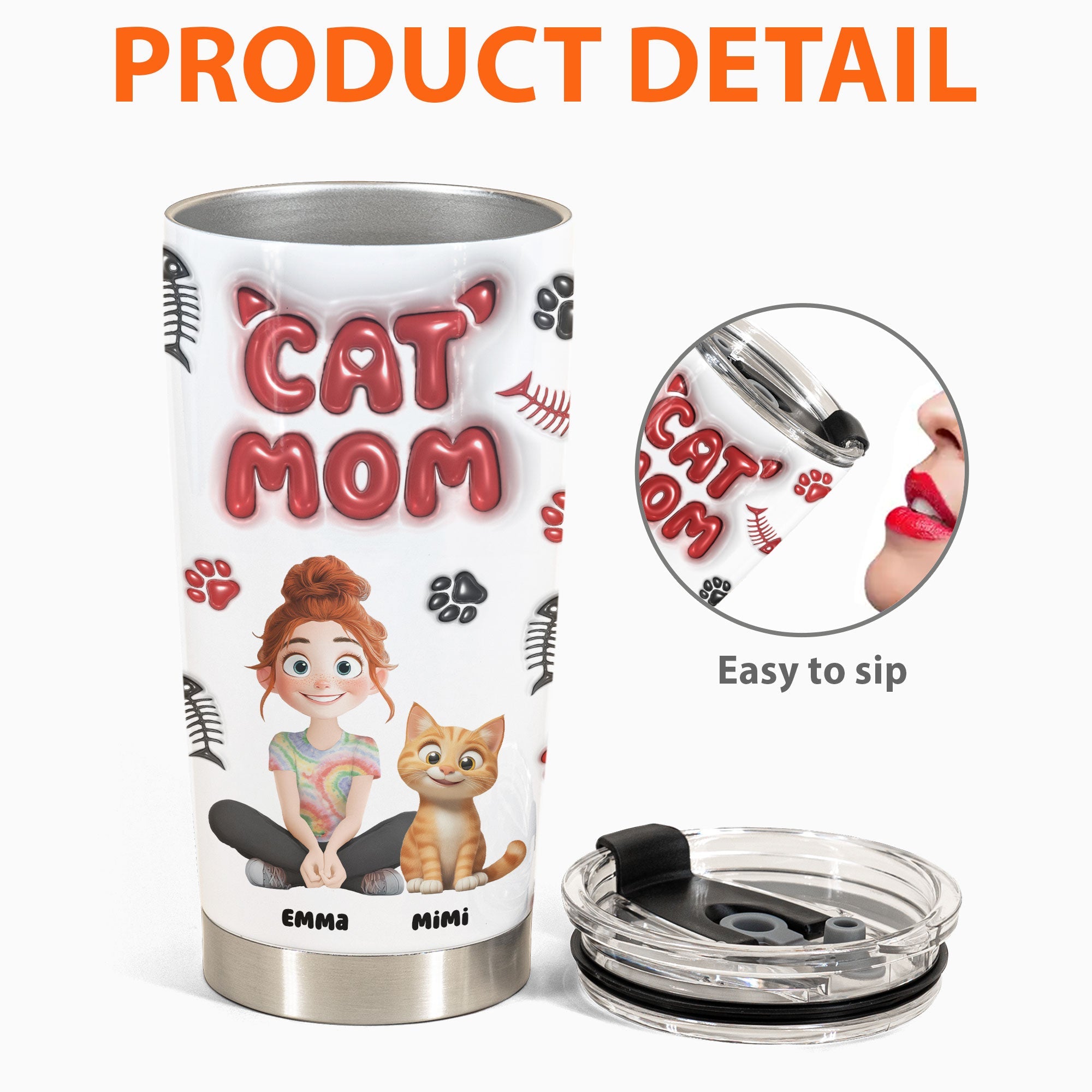 Lovely Cat Mom - Personalized Tumbler Cup for Cat Lovers Tumbler Cup PopCulturePrints