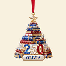 Load image into Gallery viewer, Book Stack Christmas Tree Ornament - Personalized 250th Anniversary Gift For Book Lovers 02PGTN220826 Ornament PopCulturePrints
